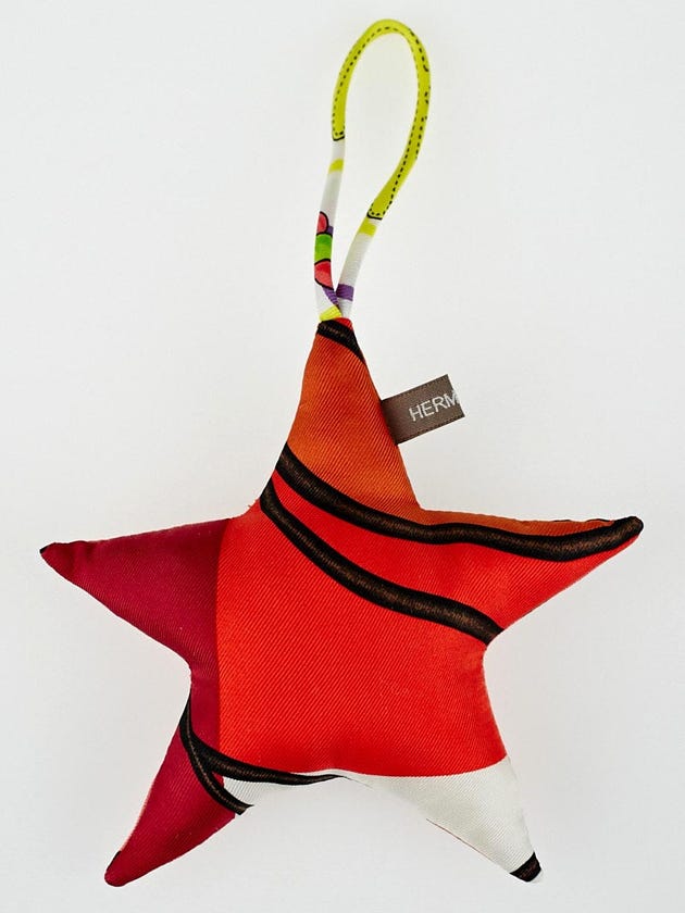 Hermes Multicolor Silk Petit H Star Bag Charm