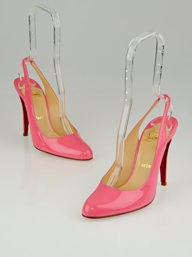 Christian Louboutin Pink Patent Leather Slingback Pumps Size 8.5/39
