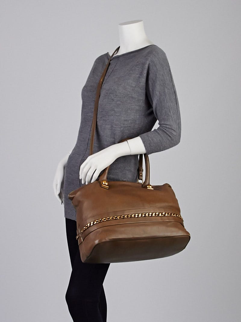 Chloe Khaki Leather Kira Medium Bowler Bag - Yoogi's Closet