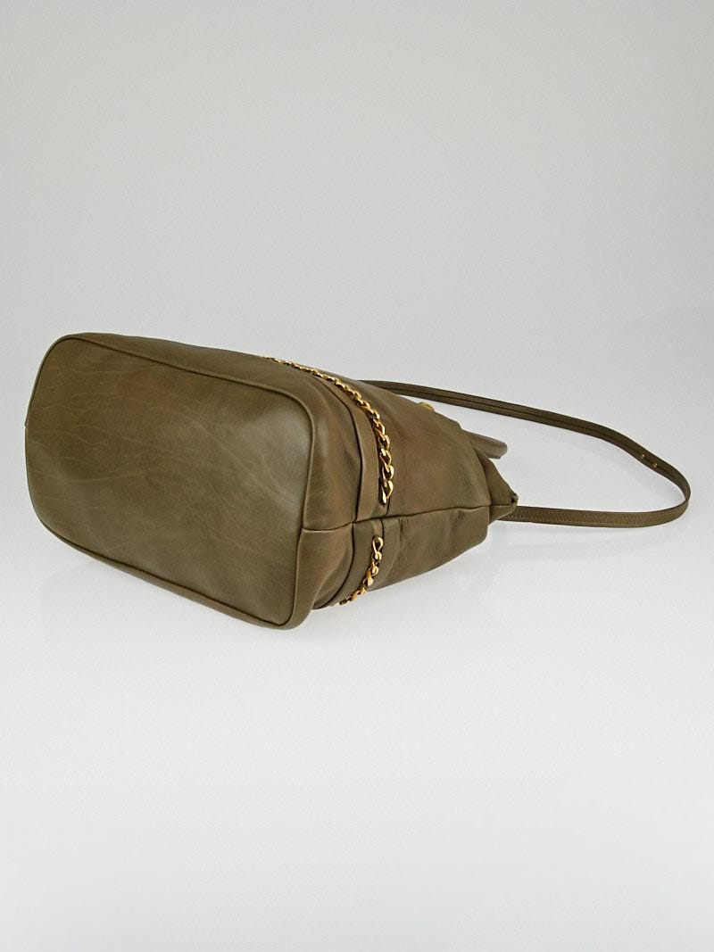 Chloe Khaki Leather Kira Medium Bowler Bag - Yoogi's Closet