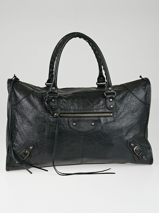 Balenciaga Black Lambskin Leather Work Bag