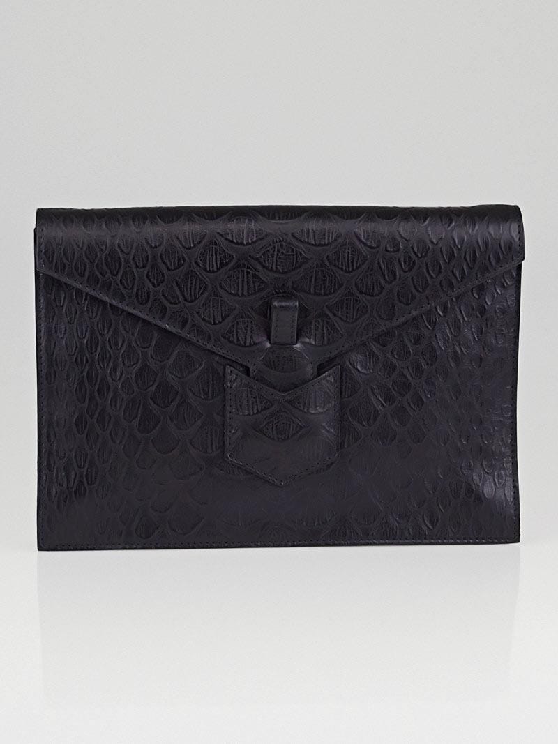 Christian Louboutin - Authenticated Clutch Bag - Leather Black Snakeskin for Women, Very Good Condition