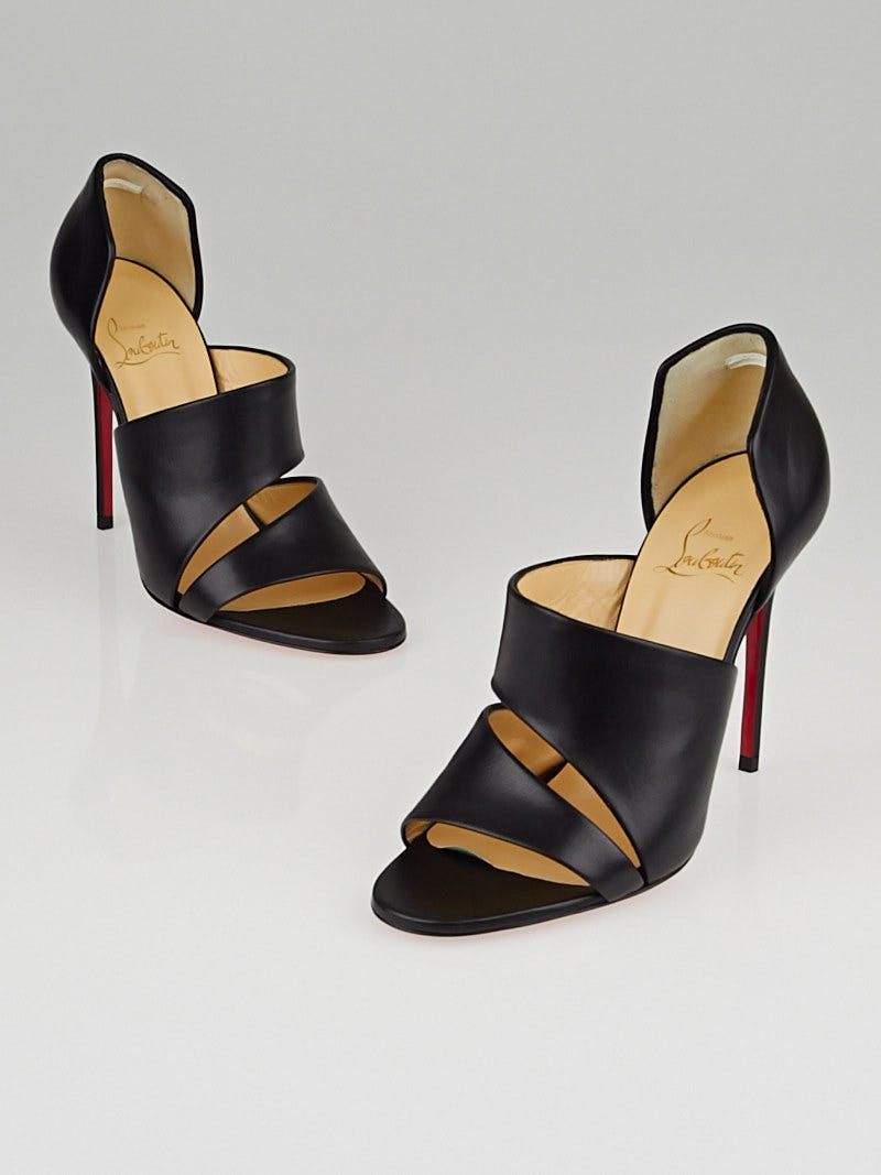 Christian Louboutin Black Leather Martissimo 120 Sandals Size 7.5