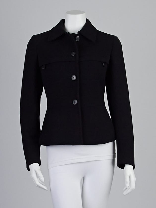 Prada Black Wool Blend Jacket Size 8/42