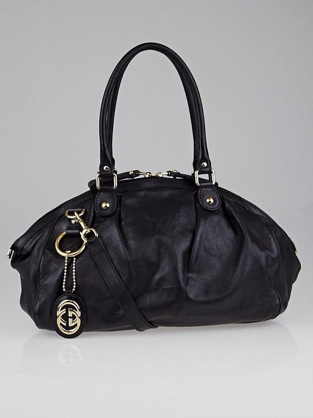 Gucci Black Smooth Leather Sukey Boston Bag