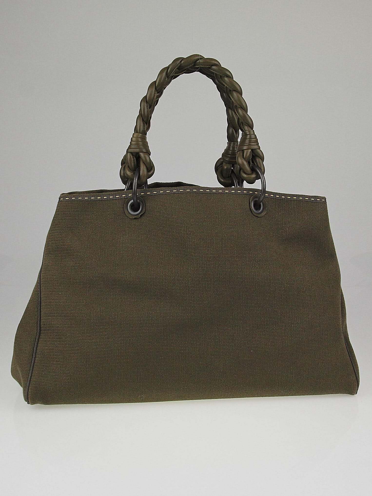 Valentino Brown Leather Vintage Braided Handle Tote Bag | DBLTKE Luxury Consignment Boutique