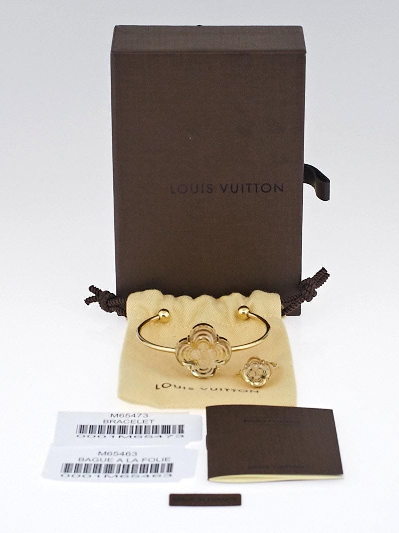 Louis Vuitton Gold Resin a La Folie Bracelet and Ring Set