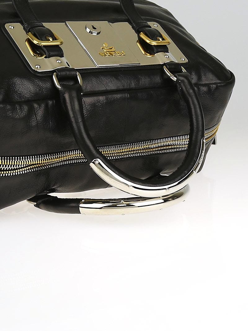 PRADA Glace Calfskin Studded Crossbody Black 1220302