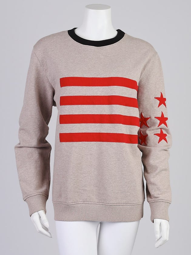 Givenchy Beige Cotton Stars & Stripes Oversized Sweatshirt Size S