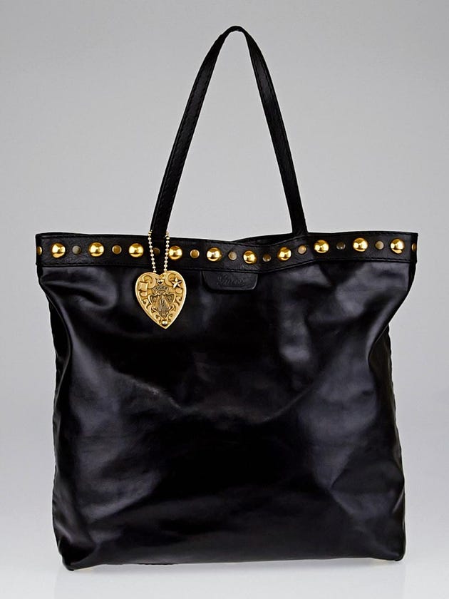 Gucci Black Leather Babouska Medium Tote Bag
