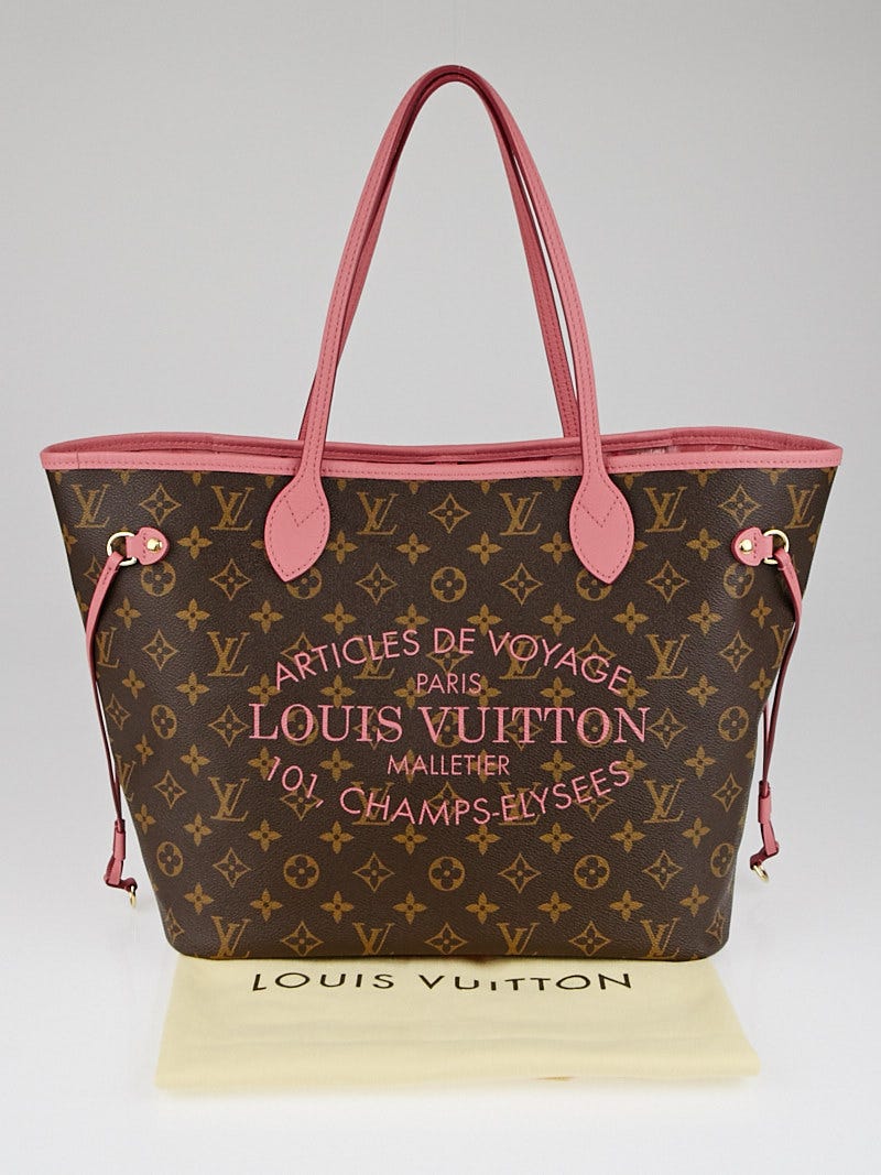 Louis Vuitton Monogram Articles de Voyage Neverfull Bag MM Pink Brown