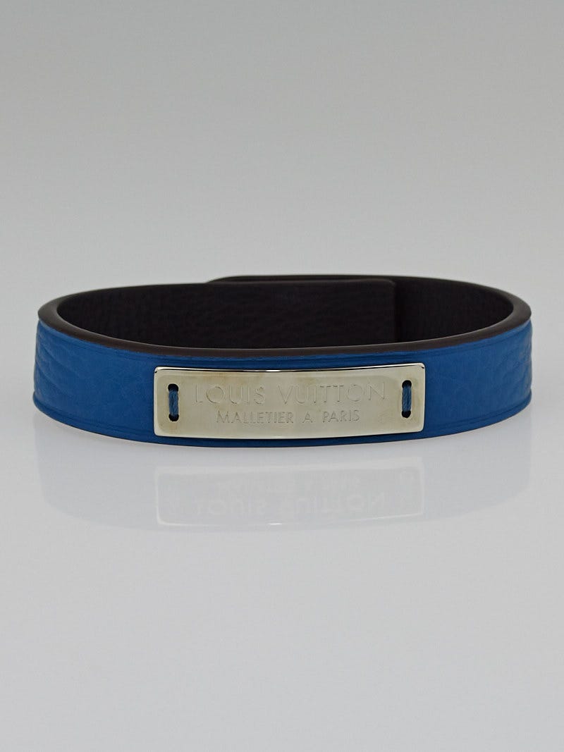 Louis Vuitton Blue Taurillon Leather Press It Bracelet - Yoogi's Closet