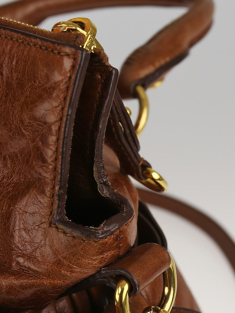 Miu Miu Cognac Vitello Lux Leather Bow Top Handle Bag Miu Miu Cognac Vitello Lux Leather Bow Top Handle Bag