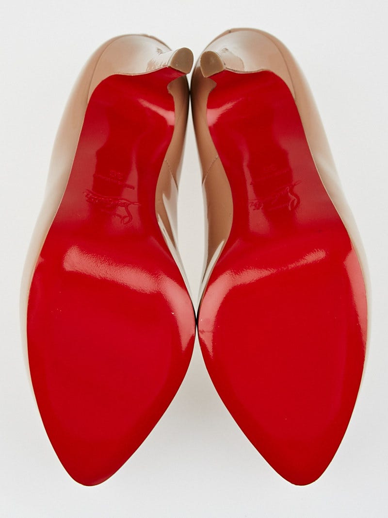 Christian Louboutin Nude Patent Leather Rolando 120 Pumps