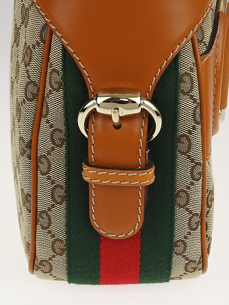 Gucci Beige/Brown GG Canvas Heritage Horsebit Hobo Bag - Yoogi's Closet