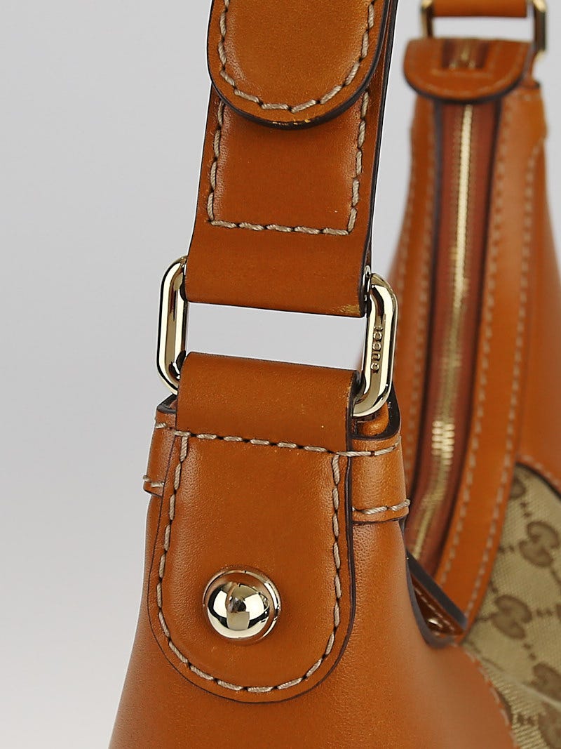 Gucci Beige/Brown GG Canvas Heritage Horsebit Hobo Bag - Yoogi's Closet