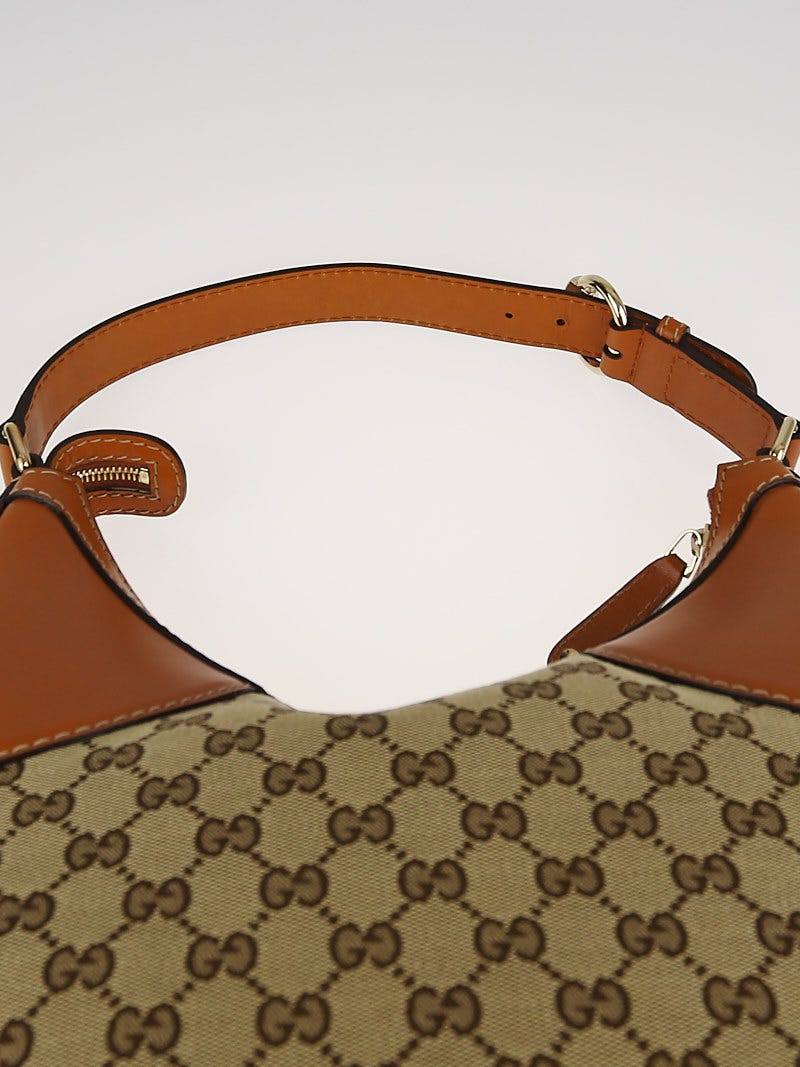 Gucci Beige/Brown GG Canvas Heritage Horsebit Hobo Bag - Yoogi's