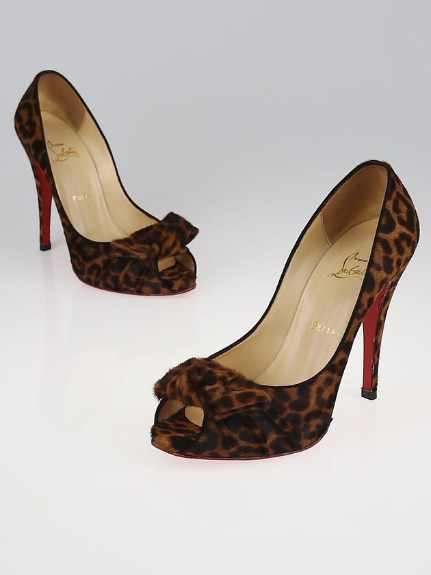 Christian Louboutin Leopard Print Pony Hair Madame Butterfly 120 Pumps Size 9.5/40
