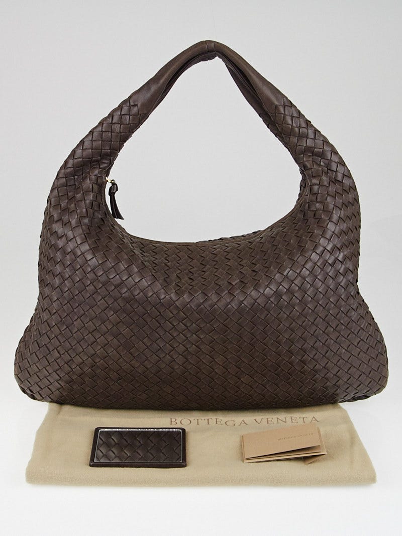 Bottega Veneta Espresso Intrecciato Woven Nappa Leather Large Veneta Hobo  Bag - Yoogi's Closet