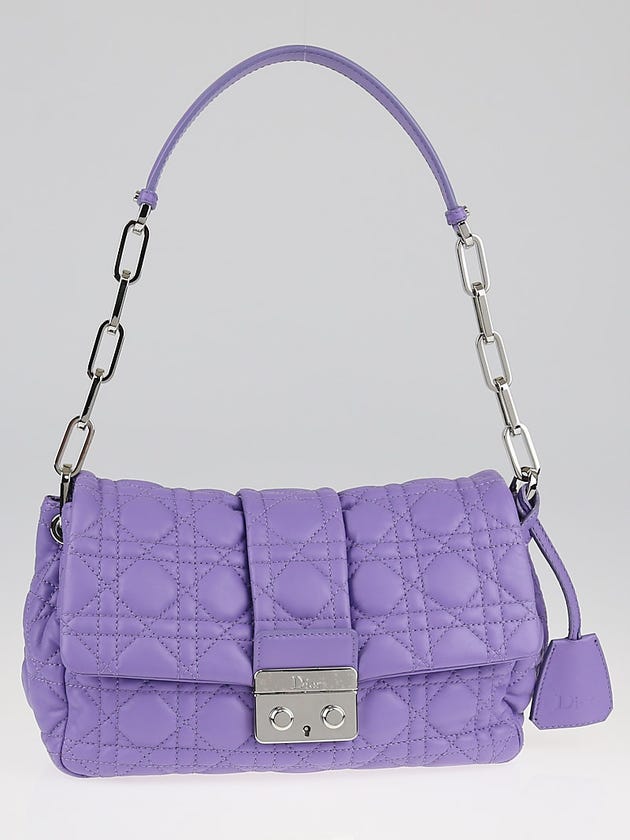 Christian Dior Lilas Cannage Quilted Lambskin Leather New Lock Flap Bag