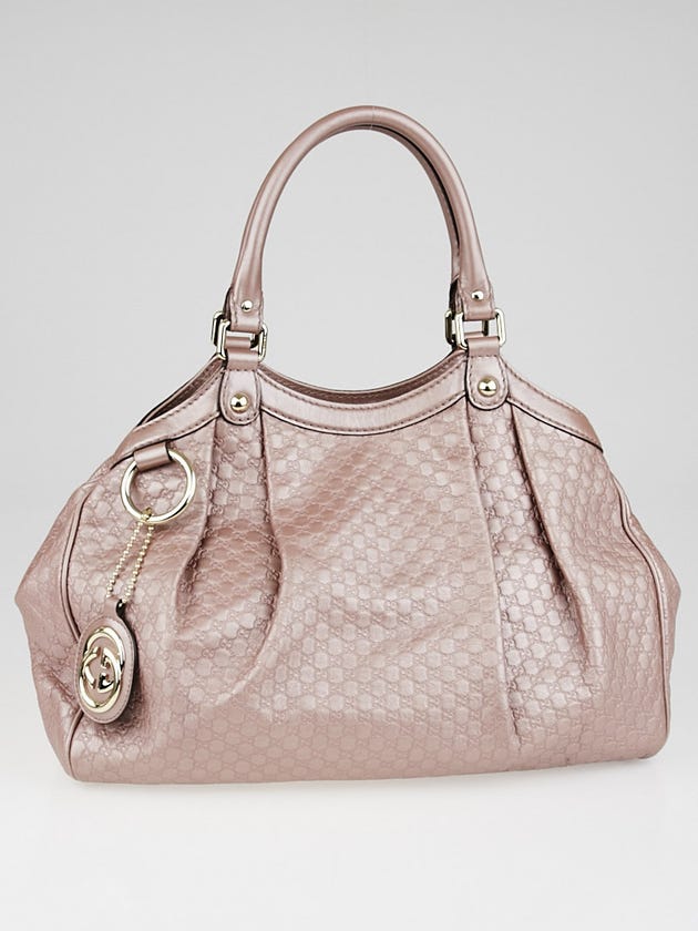 Gucci Metallic Pink Micro-Guccissima Leather Medium Sukey Tote Bag