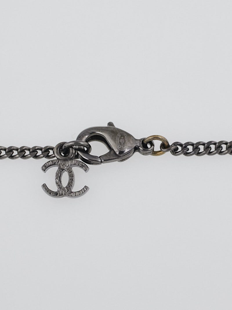 Chanel Ruthenium Metal Crystal Gun Necklace - Yoogi's Closet