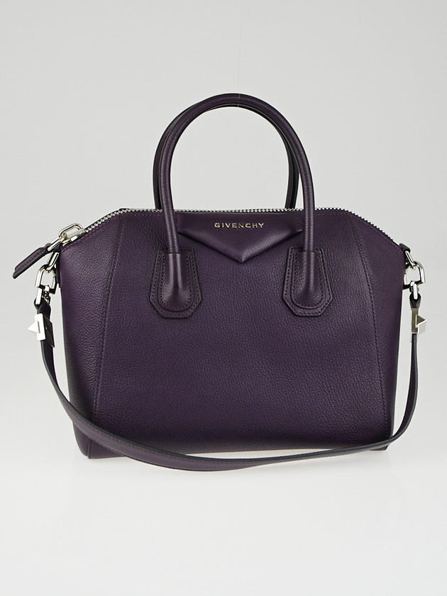 Givenchy Dark Purple Sugar Goatskin Leather Small Antigona Bag
