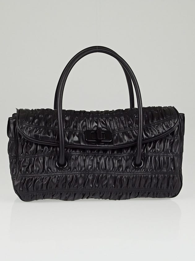 Prada Black Capretto Gaufre Leather Pattina Shoulder Bag BN2246