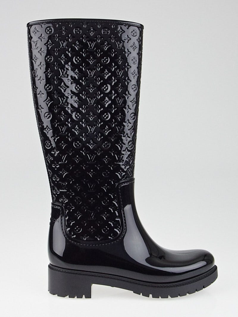 Louis Vuitton Black Rubber Splash High Boots Size 7.5/38 - Yoogi's Closet