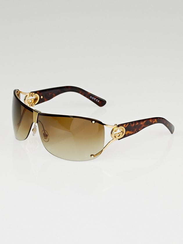 Gucci Tortoise Shell Crystal GG Logo Rimless Sunglasses 2807/S