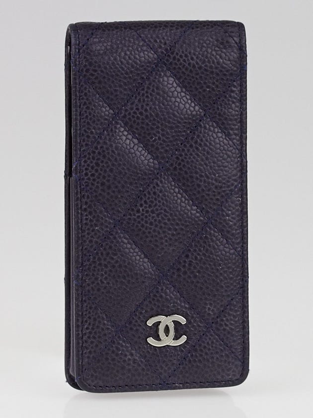 Chanel Navy Blue Quilted Caviar Leather iPhone 5/5S Phone Holder