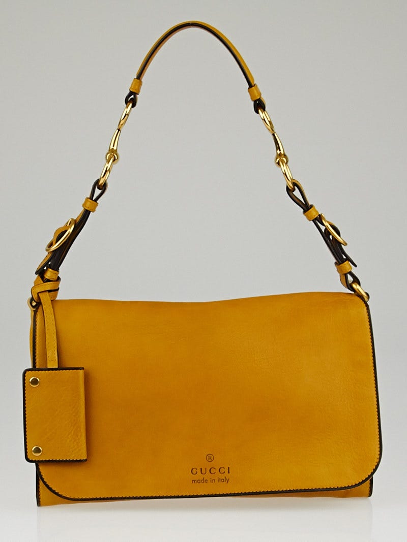 Yellow leather store shoulder bag