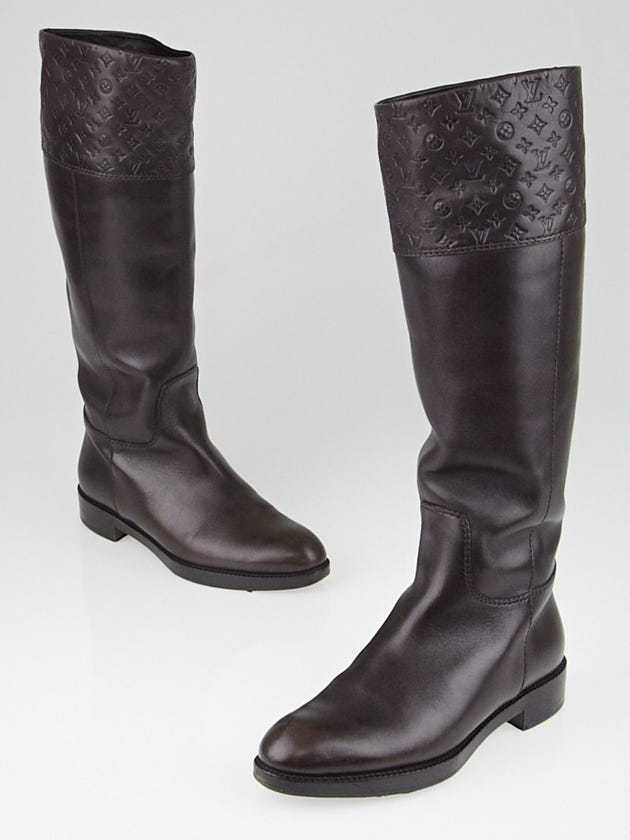 Louis Vuitton Brown Leather Monogram Flat Boots Size 5.5/36