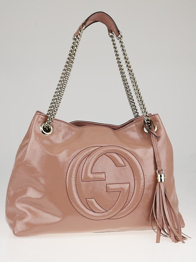 Gucci Beige Patent Leather Soho Chain Bag