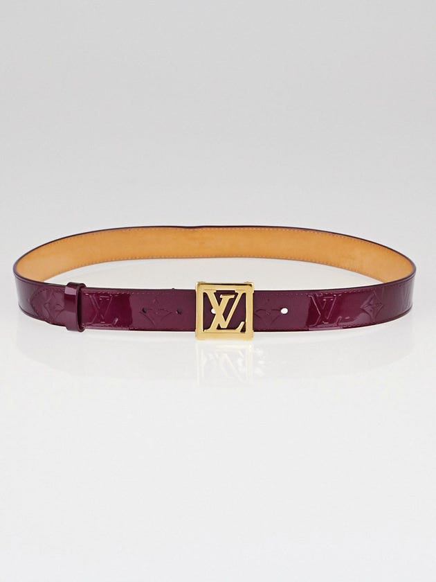Louis Vuitton Rouge Fauviste Monogram Vernis LV Frame Belt Size 85/34