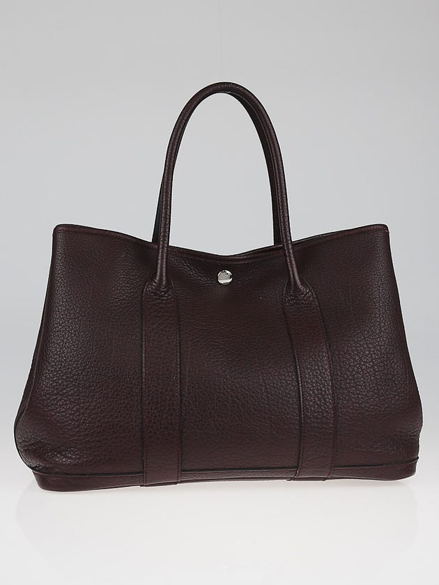 Hermes Prune Fjord Leather Garden Party MM Tote Bag