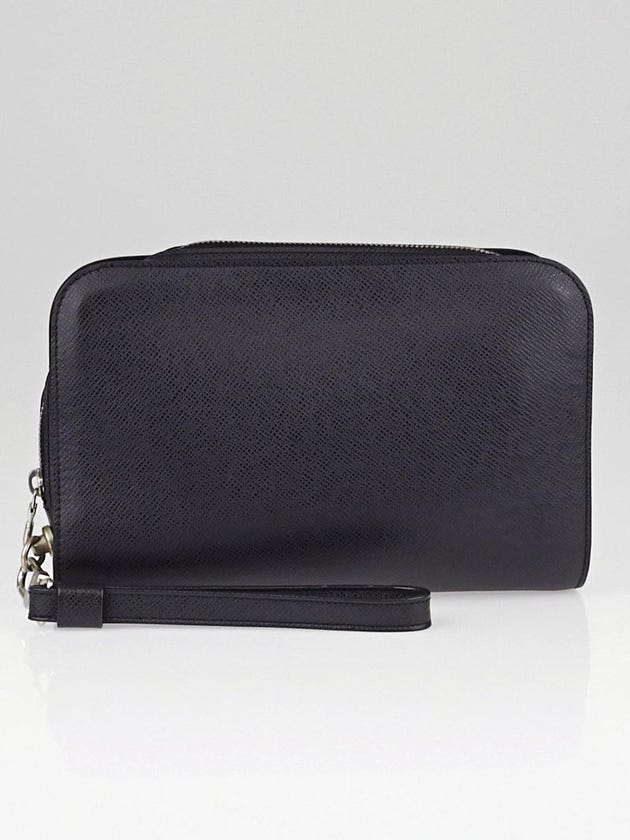 Louis Vuitton Black Taiga Leather Pochette Baikal Clutch Bag