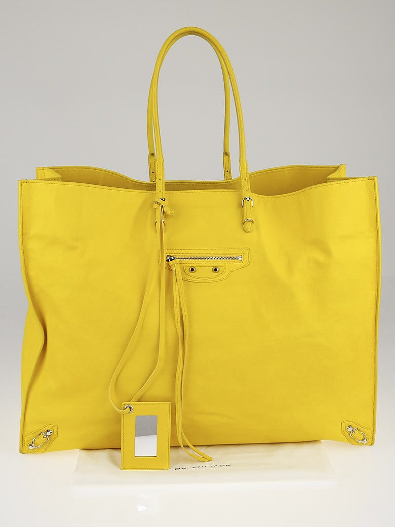 Balenciaga Yellow Calfskin Leather Papier XL Tote Bag | Yoogi's Closet Balenciaga Yellow Calfskin Leather Papier XL Tote Bag | Yoogi's Closet