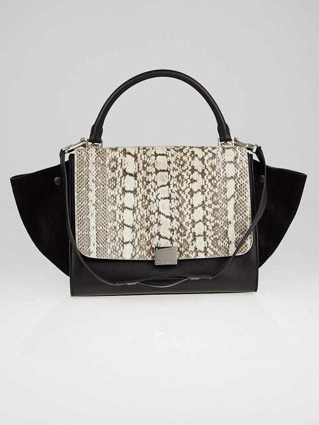 Celine Natural Python and Black Leather Small Trapeze Bag | Yoogi's Closet