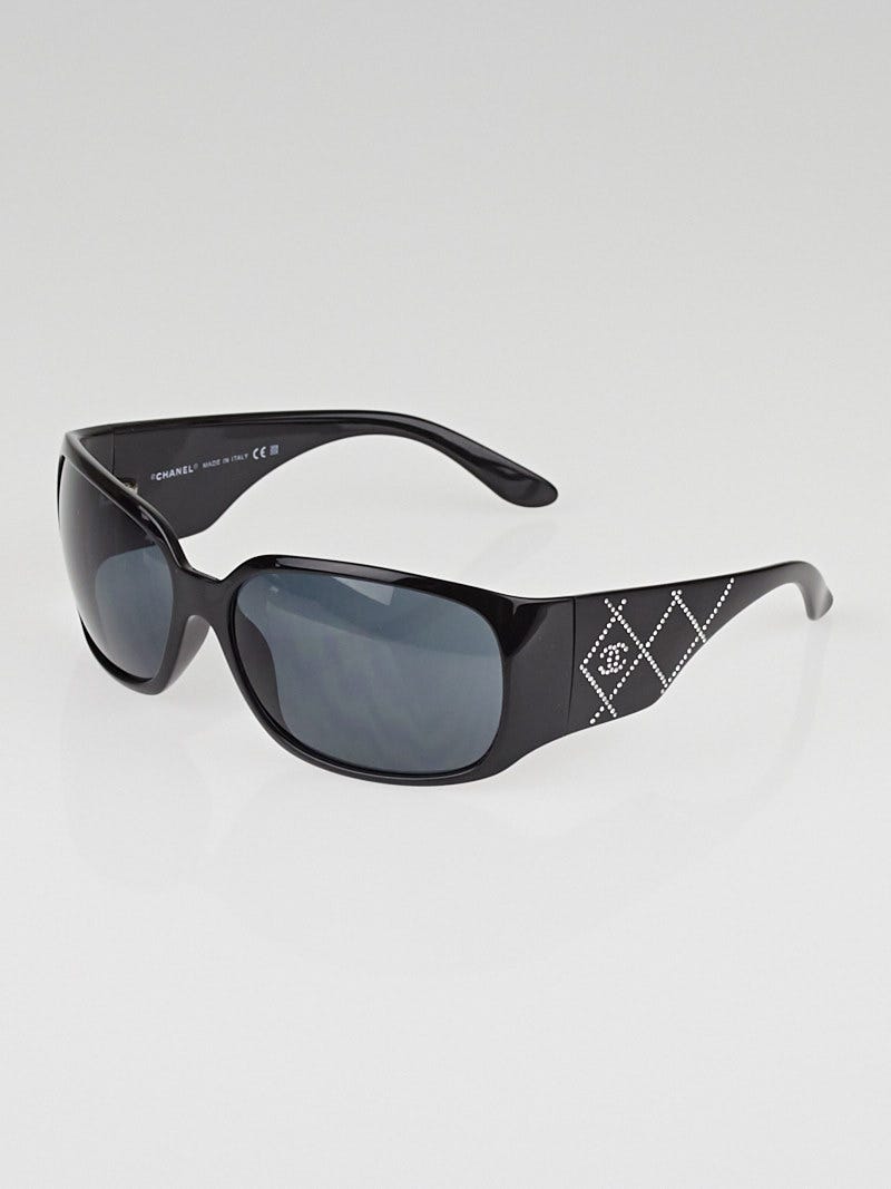 Black chanel sunglasses with swarovski crystals sale