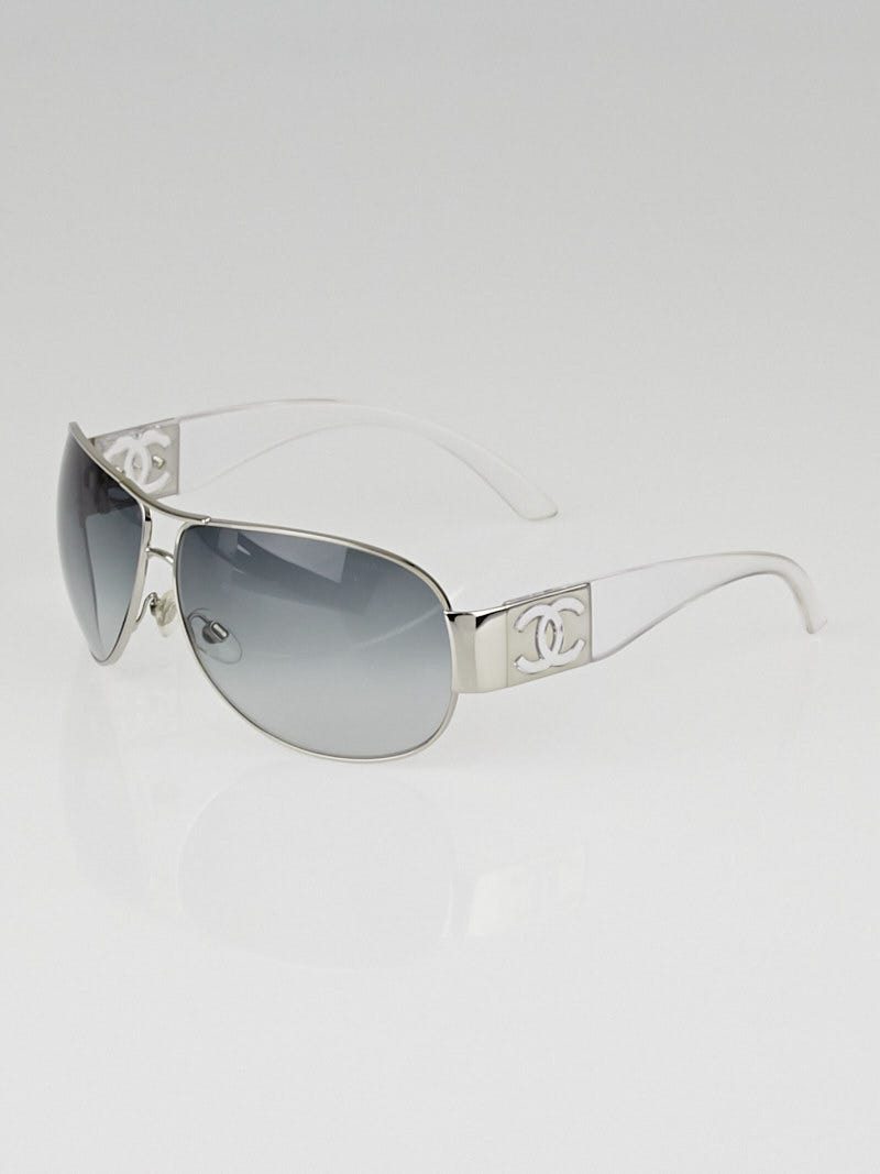 Chanel Silver Frame CC Logo Wrap Aviator Sunglasses-4128