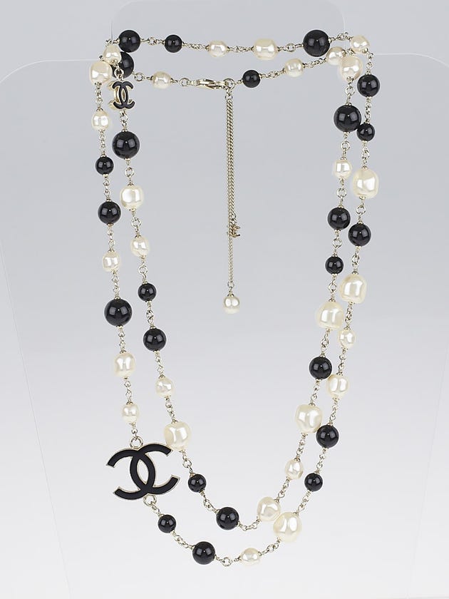 Chanel Glass Pearl and Beaded CC Long Necklace