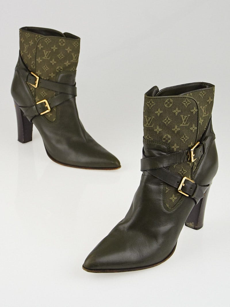 Louis Vuitton - Authenticated Boots - Leather Khaki For Woman, Very Good Condition