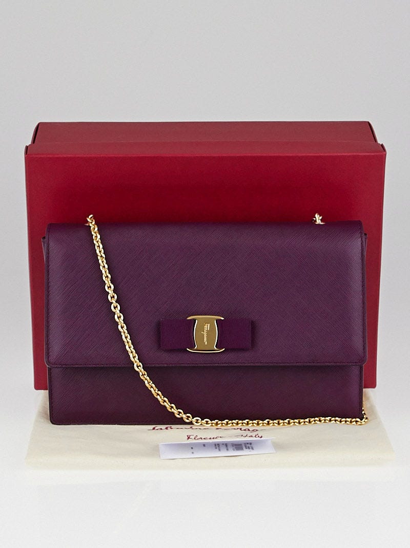 Salvatore Ferragamo 紫 ケース Salvatore Ferragamo Purple Pebbled Leather Briana Small Tote Bag