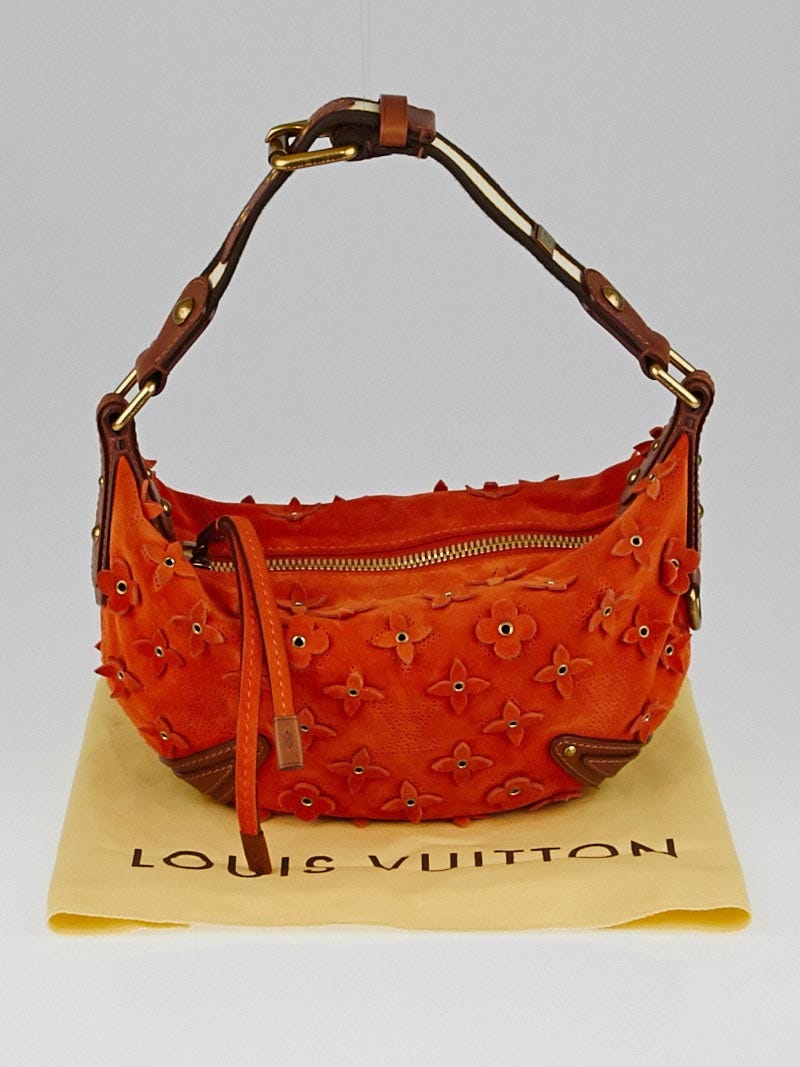 Louis Vuitton Orange Monogram Suede Onatah Fleurs PM Bag at 1stDibs