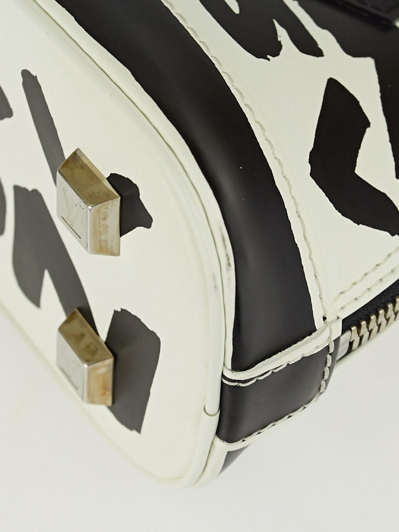 Louis Vuitton Limited Edition Black Glazed Leather Graffiti Alma PM Bag -  Yoogi's Closet
