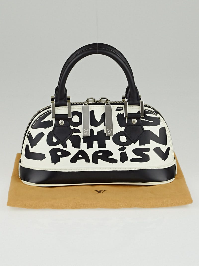 Louis Vuitton White Black Glazed Leather Graffiti Limited Edition Alma Pm  Bag