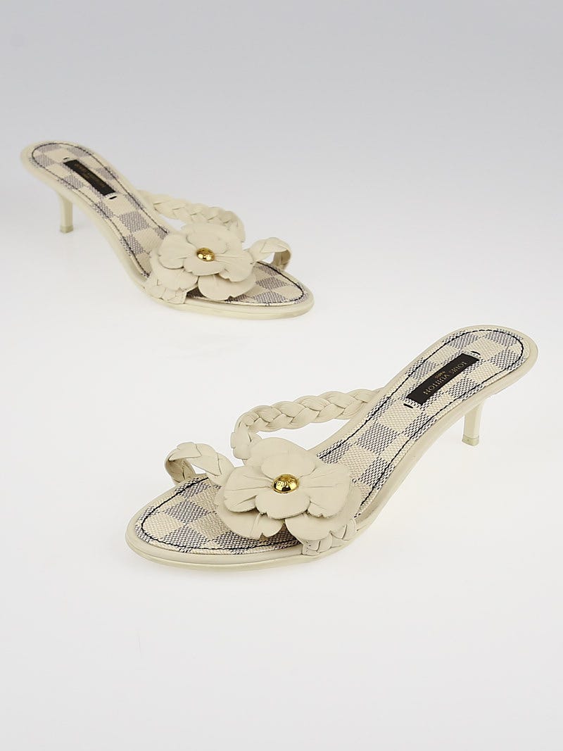 Louis Vuitton Damier Azur Canvas Flower Sandals Size 6/36.5