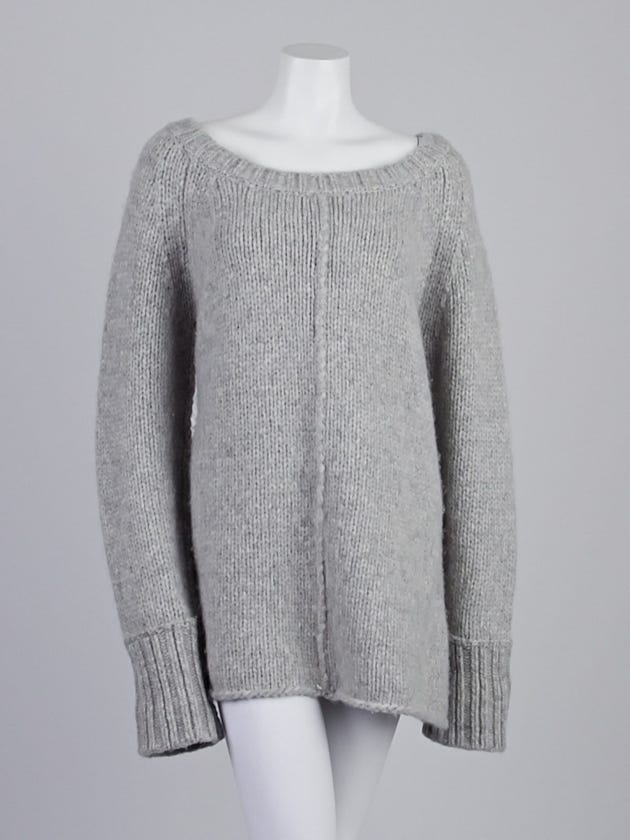 Donna Karen Light Heather Grey Alpaca Oversized Sweater Size L