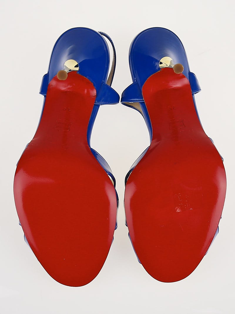 【さりげない品格】Christian Louboutin ベルベットシューズ Christian Louboutin Bronze and Red Patent Leather No Prive